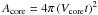 \hbox{$A_{\rm core} = 4\pi \left(V_{\rm core} t\right)^2$}