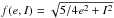 \hbox{$f(e,I)=\sqrt{5/4e^2+I^2}$}