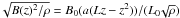 \hbox{$\!\!\sqrt{B(z)^{2}/\rho} = B_0(a(Lz -z^2))/(L_0\!\sqrt{\rho}) $}