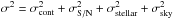 \hbox{$\sigma^2=\sigma_{\rm cont}^2+\sigma_{\rm S/N}^2+\sigma_{\rm stellar}^2+\sigma_{\rm sky}^2$}
