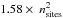 \hbox{$1.58\times\ n_{\rm sites}^2$}
