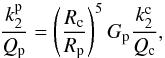 % subequation 1096 0 \begin{equation} \frac{k_2^{\rm p}}{Q_{\rm p}} = \left( \frac{R_{\rm c}}{R_{\rm p}} \right)^5 G_{\rm p} \frac{k_2^{\rm c}}{Q_{\rm c}} , \end{equation}