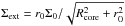 \hbox{$\Sigma_{\rm ext}=r_0 \Sigma_0/\sqrt{R_{\rm core}^2+r_0^2}$}
