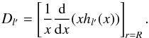 \appendix \setcounter{section}{1} \begin{equation} \label{eq_D_l} D_{l'}=\left[\frac{1}{x} \frac{{\rm d}}{{\rm d}x}(x h_{l'} (x))\right]_{r=R}. \end{equation}