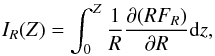 \begin{eqnarray} I_{R}(Z)=\int_{0}^{Z} \frac{1}{R}\frac{\partial (R F_{R})}{\partial R}{\rm d}z, \label{eq_IR} \end{eqnarray}