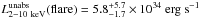 \hbox{$L{\rm ^{unabs}_{2-10~keV}(flare)}=5.8^{+5.7}_{-1.7} \times 10^{34}\ \mathrm{erg\ s^{-1}}$}
