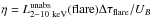 \hbox{$\eta=L{\rm ^{unabs}_{\rm 2-10~keV}(flare)} \Delta \tau_{\mathrm{flare}}/U_{{B}}$}