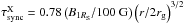 \hbox{$\tau_\mathrm{sync}^\mathrm{X}=0.78 \left(B_{1R_{\mathrm{S}}}/100~\mathrm{G} \right) \left(r/2r_{\mathrm{g}}\right)^{3/2}$}