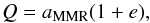 \begin{equation} \label{eq:apoastron} Q=a_\mathrm{MMR}(1+e) , \end{equation}