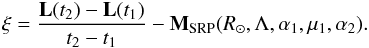 \appendix \setcounter{section}{2} \begin{eqnarray} \label{eq:torque_meas} \xi = \frac{\mathbf{L}(t_2) - \mathbf{L}(t_1)}{t_2-t_1} - \mathbf{M}_{\rm SRP}(R_{\odot},\Lambda, \alpha_1, \mu_1, \alpha_2). \end{eqnarray}