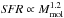 \hbox{${\it SFR} \propto M_{\rm mol}^{1.2}$}