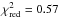 \hbox{$\chi_{\rm red}^2 = 0.57$}