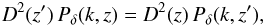 \begin{eqnarray} D^2(z')\, P_\delta(k,z) = D^2(z)\, P_\delta(k,z'), \end{eqnarray}