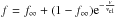\hbox{$f=f_{\infty}+(1-f_{\infty}){\rm e}^{-\frac{v}{v_{\rm cl}}}$}