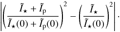 \begin{eqnarray*} \left| \left( \frac{\tilde{I}_{\star} + \tilde{I}_{\rm p}} {\tilde{I}_{\star}(0) + \tilde{I}_{\rm p}(0)} \right)^2 - \left( \frac{\tilde{I}_{\star}} {\tilde{I}_{\star}(0)} \right)^2 \right|\cdot \end{eqnarray*}