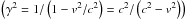 \hbox{$\left(\gamma^2=1/\left(1-v^2/c^2\right)=c^2/\left(c^2-v^2\right)\right)$}
