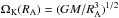 \hbox{$\Omega_{\rm K}(R_{\rm A}) = (G M/R_{\rm A}^3)^{1/2}$}