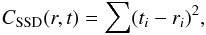 \begin{equation} C_\mathrm{SSD}(r, t) = \sum (t_i - r_i)^2, \end{equation}