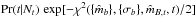 \hbox{$\prob(t | \ntype ) \, \exp[- \chi^2(\data, \noise, \est{\offset}_{B,t}, t)/2]$}
