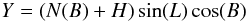 $$\noindent Y=(N(B)+H) \sin (L) \cos (B)$$