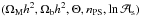 \hbox{$(\Omega_{\rm M} h^2, \Omega_{\rm b} h^2, \Theta, n_{\rm PS}, \ln{ {\cal{A}}_{\rm s}})$}