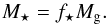 \begin{equation} M_\star=f_\star M_{\rm g} . \end{equation}