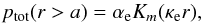 \begin{equation} \label{eq:pmag} p_{\rm tot}(r > a) = \alpha_{\rm e}K_m(\kappa_{\rm e}r), \end{equation}