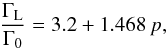 \begin{equation} \frac{\Gamma_\mathrm{L}}{\Gamma_0} = 3.2 + 1.468 \, p, \label{eq:torque-paardekooper} \end{equation}