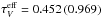 \hbox{$\tau_{V}^{\rm eff} = 0.452 \,(0.969)$}