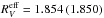 \hbox{$R_{V}^{\rm eff} = 1.854 \, (1.850)$}