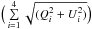 \hbox{$\Big(\sum\limits_{i=1}^{4} \sqrt{(Q_i^2+U_i^2)} \Big)$}