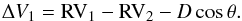 \begin{equation} \Delta V_1 = {\rm RV}_1 - {\rm RV}_2 - D\cos \theta. \label{eq:DV1} \end{equation}