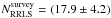 \hbox{$N_{\rm RRLS}^{\rm survey}=(17.9\pm4.2)$}