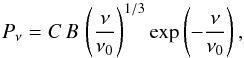 \appendix \setcounter{section}{2} \begin{equation} P_\nu =C\,B\,\left(\frac{\nu}{\nu_0}\right)^{1/3} \exp\left(-\frac{\nu}{\nu_0}\right), \label{eq:a9} \end{equation}