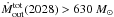 \hbox{$\dot M_{\rm out}^{\rm tot}(2028)>630~M_{\odot}$}