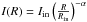 \hbox{$I(R) = I_\mathrm{in}\left(\frac{R}{R_\mathrm{in}}\right)^{-\alpha}$}