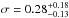 \hbox{$\sigma = 0.28^{+0.18}_{-0.13}$}