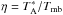 \hbox{$\eta=T^{*}_{\rm A}/T_{\rm mb}$}