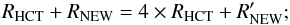\begin{equation} R_{\rm HCT}+ R_{\rm NEW} = 4 \times R_{\rm HCT} + R'_{\rm NEW} \label{eq:grama7} ; \end{equation}