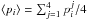 \hbox{$\langle p_{i} \rangle = \sum_{j=1}^{4}p_{i}^{j}/4$}