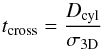 \begin{equation} \label{eq:tcross2} t_{\rm cross} = \frac{D_{\rm cyl}}{\sigma_{\rm 3D}} \end{equation}