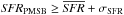 \hbox{${\it SFR}_{\rm PMSB} \ge \overline{{\it SFR}}+\sigma_{\rm SFR}$}