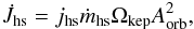 \begin{eqnarray} \label{equation:22} \dot{J}_{\mathrm{hs}} = j_{\mathrm{hs}}\dot{m}_{\mathrm{hs}}\Omega_{\mathrm{kep}}A_{\mathrm{orb}}^{2}, \end{eqnarray}