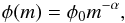 \begin{equation} \phi(m)=\phi_0 m^{-\alpha}, \label{eq:imf} \end{equation}