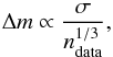 \begin{equation} \label{scott} \Delta m \propto \frac{\sigma}{n^{1/3}_{\rm data}}, \end{equation}
