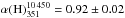 \hbox{$\alpha({\rm G})_{351}^{10\,450}=0.97\pm0.04$}