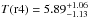\hbox{$T({\rm r4}) =5.89 _{-1.13}^{+1.06}$}