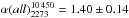 \hbox{$\alpha(all)_{2273}^{10\,450}=1.40 \pm 0.14$}