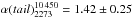 \hbox{$\alpha(tail)_{2273}^{10\,450}=1.42 \pm 0.25$}