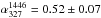 \hbox{$\alpha_{327}^{1446}=0.52 \pm 0.07$}